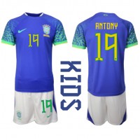Brazília Antony #19 Vonkajší Detský futbalový dres MS 2022 Krátky Rukáv (+ trenírky)